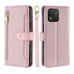 For Honor X5 4G Sheep Texture Cross-body Zipper Wallet Leather Phone Case(Pink)