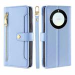 For Honor X40 Sheep Texture Cross-body Zipper Wallet Leather Phone Case(Blue)