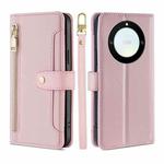 For Honor X40 Sheep Texture Cross-body Zipper Wallet Leather Phone Case(Pink)