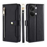 For OnePlus Ace 2V 5G Sheep Texture Cross-body Zipper Wallet Leather Phone Case(Black)