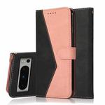 For Google Pixel 8 Pro Dual-color Stitching Leather Phone Case(Black Rose Gold)