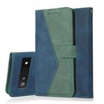 For Google Pixel 7a Dual-color Stitching Leather Phone Case(Blue Green)