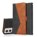 For Motorola Moto G73 Dual-color Stitching Leather Phone Case(Black Brown)