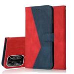 For Tecno Pop 7 Pro Dual-color Stitching Leather Phone Case(Red Blue)