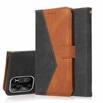 For Tecno Pop 7 Pro Dual-color Stitching Leather Phone Case(Black Brown)