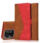 For Tecno Spark Go 2023 Dual-color Stitching Leather Phone Case(Brown Red)