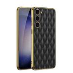 For Samsung Galaxy S23+ 5G GKK Rhombus Pattern Electroplating Plain PU Phone Case(Black)