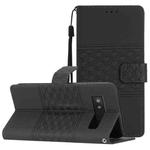 For Google Pixel 7a Diamond Embossed Skin Feel Leather Phone Case with Lanyard(Black)