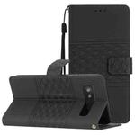 For Google Pixel 6a Diamond Embossed Skin Feel Leather Phone Case with Lanyard(Black)