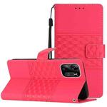 For Tecno Pop 7 Pro Diamond Embossed Skin Feel Leather Phone Case with Lanyard(Red)