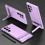 For Samsung Galaxy S23 Ultra 5G GKK Triumph Ultra-Thin Plain Leather Phone Case with Holder(Purple)