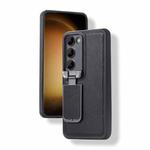 For Samsung Galaxy S23 5G Lens Flip Cover TPU+PU Phone Case(Black)
