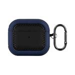 For AirPods 3 Leather Texture Earphone Protective Case(Black + Deep blue)