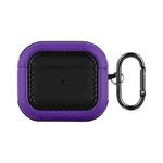 For AirPods 3 Leather Texture Earphone Protective Case(Black Purple)