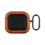 For AirPods 3 Leather Texture Earphone Protective Case(Black Brown)