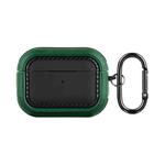 For AirPods Pro Leather Texture Earphone Protective Case(Black Green)