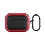 For AirPods Pro 2 Leather Texture Earphone Protective Case(Black Red)
