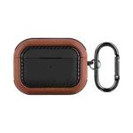 For AirPods Pro 2 Leather Texture Earphone Protective Case(Black Brown)