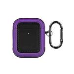 For AirPods 1 / 2 Leather Texture Earphone Protective Case(Black Purple)