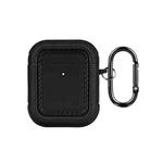 For AirPods 1 / 2 Leather Texture Earphone Protective Case(Black)