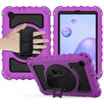 For Samsung Galaxy Tab A 8.4 (2020) 360 Degree Rotation PC + Silicone Shockproof Protective Case with Holder & Hand Strap & Neck Strap(Purple)