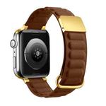 Magnetic Reverse Buckle Watch Band For Apple Watch Series 8&7 41mm / SE 2&6&SE&5&4 40mm / 3&2&1 38mm(Saddle Brown)