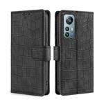 For Blackview A85 Skin Feel Crocodile Magnetic Clasp Leather Phone Case(Black)