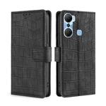 For Infinix Hot 12 Pro Skin Feel Crocodile Magnetic Clasp Leather Phone Case(Black)
