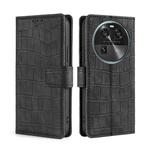 For OPPO Find X6 5G Skin Feel Crocodile Magnetic Clasp Leather Phone Case(Black)