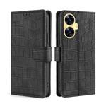 For Realme C55 Skin Feel Crocodile Magnetic Clasp Leather Phone Case(Black)