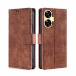 For Realme C55 Skin Feel Crocodile Magnetic Clasp Leather Phone Case(Brown)