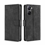 For Realme V30 5G / V30T Skin Feel Crocodile Magnetic Clasp Leather Phone Case(Black)