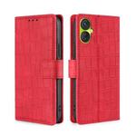 For Tecno Spark 9 Pro Skin Feel Crocodile Magnetic Clasp Leather Phone Case(Red)