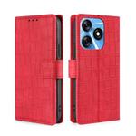 For Tecno Spark 10 4G Skin Feel Crocodile Magnetic Clasp Leather Phone Case(Red)