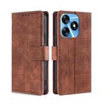 For Tecno Spark 10 4G Skin Feel Crocodile Magnetic Clasp Leather Phone Case(Brown)