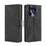 For Tecno Spark 10 Pro Skin Feel Crocodile Magnetic Clasp Leather Phone Case(Black)