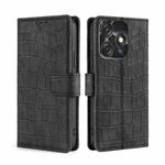 For Tecno Spark 10C Skin Feel Crocodile Magnetic Clasp Leather Phone Case(Black)