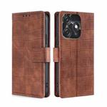 For Tecno Spark 10C Skin Feel Crocodile Magnetic Clasp Leather Phone Case(Brown)