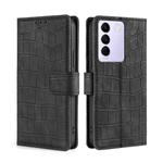 For vivo S16e Skin Feel Crocodile Magnetic Clasp Leather Phone Case(Black)