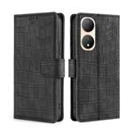For vivo Y100 5G Skin Feel Crocodile Magnetic Clasp Leather Phone Case(Black)