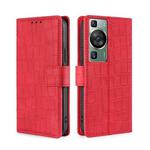 For Huawei P60 / P60 Pro Skin Feel Crocodile Magnetic Clasp Leather Phone Case(Red)