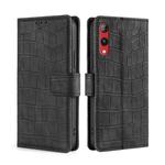 For Rakuten Hand 4G Skin Feel Crocodile Magnetic Clasp Leather Phone Case(Black)