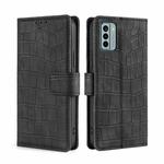 For Nokia G22 Skin Feel Crocodile Magnetic Clasp Leather Phone Case(Black)
