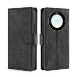 For Honor X40 Skin Feel Crocodile Magnetic Clasp Leather Phone Case(Black)