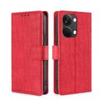 For OnePlus Ace 2V 5G Skin Feel Crocodile Magnetic Clasp Leather Phone Case(Red)