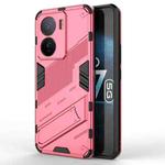 For vivo iQOO Z7 5G Global Punk Armor 2 in 1 PC + TPU Shockproof Phone Case with Invisible Holder(Light Red)