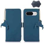 For Google Pixel 8 Genuine Leather Magnetic RFID Leather Phone Case(Blue)