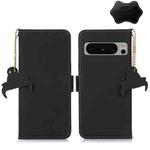 For Google Pixel 8 Pro Genuine Leather Magnetic RFID Leather Phone Case(Black)