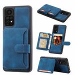 For Xiaomi Redmi Note 11S / Note 11 4G Global Skin Feel Dream RFID Anti-theft PU Card Bag Phone Case(Peacock Blue)
