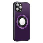 For iPhone 14 AG Frosted Aluminum Alloy Magsafe Magnetic Phone Case with Lens Film(Dark Purple)